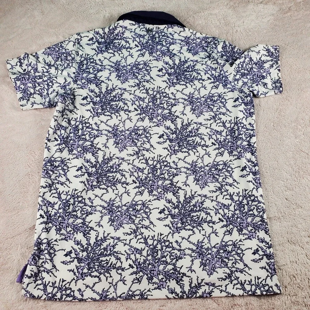 Greyson Clothiers Men L  Pine Tree Golf Logo Purple Coral Dragonfly Print Shirt
